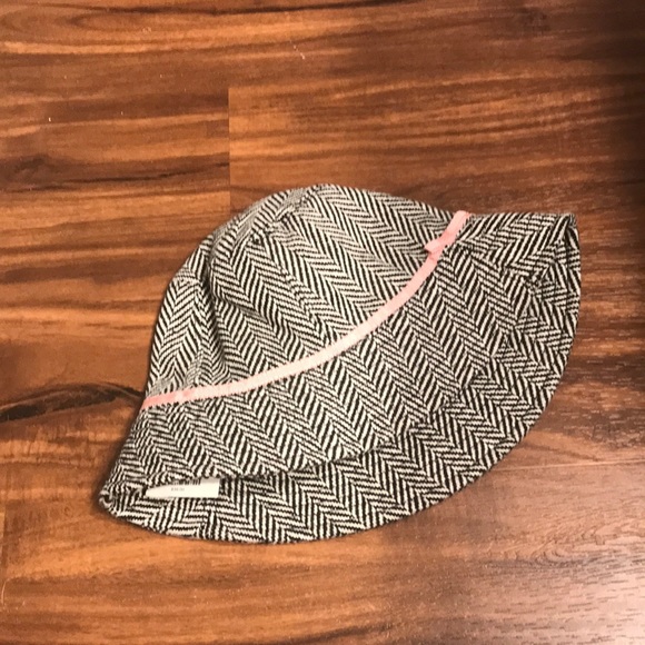 J. Crew wool-blend hat black white w/ pink bow small/medium